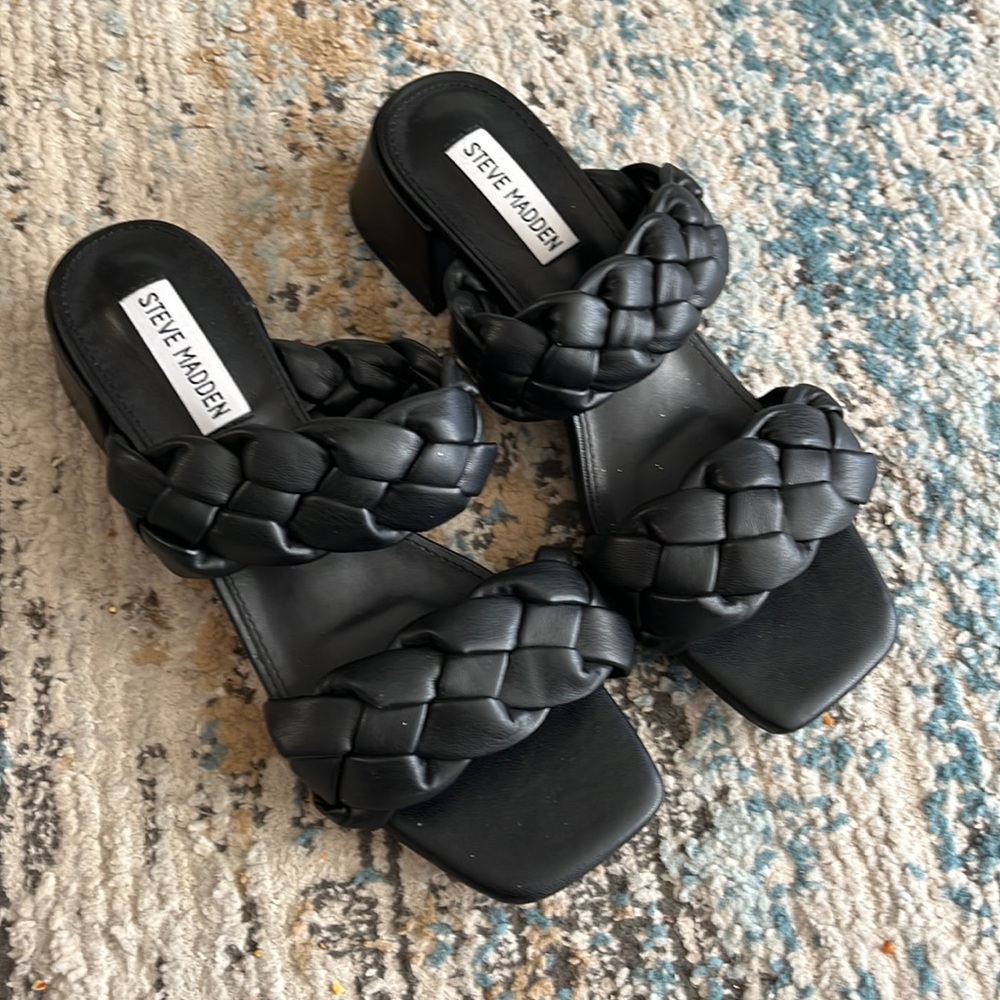 steve madden braided sandal 38 black